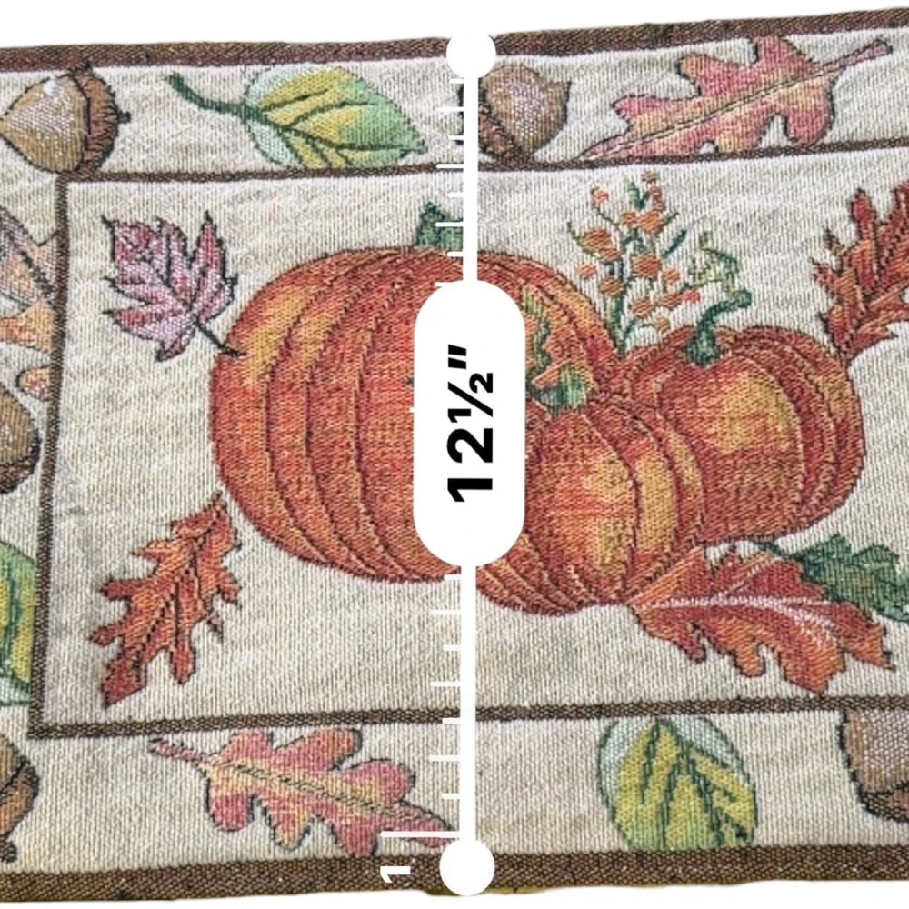 Set of 2 Autumn Pumpkin Tapestry Placemats Fall Harvest Thanksgiving Decor